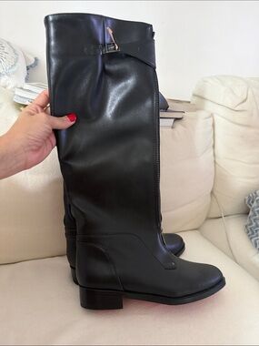 Black Over-the-Knee Zip Riding Boots